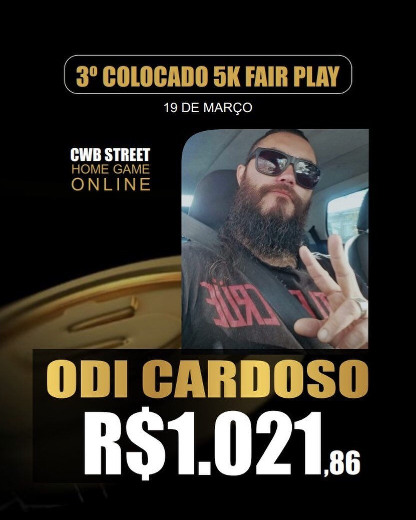 Ontem foi dia do nosso amigo e cliente @cardoso.odi chegar no pódio do 5K FAIR PLAY.👥 59 player