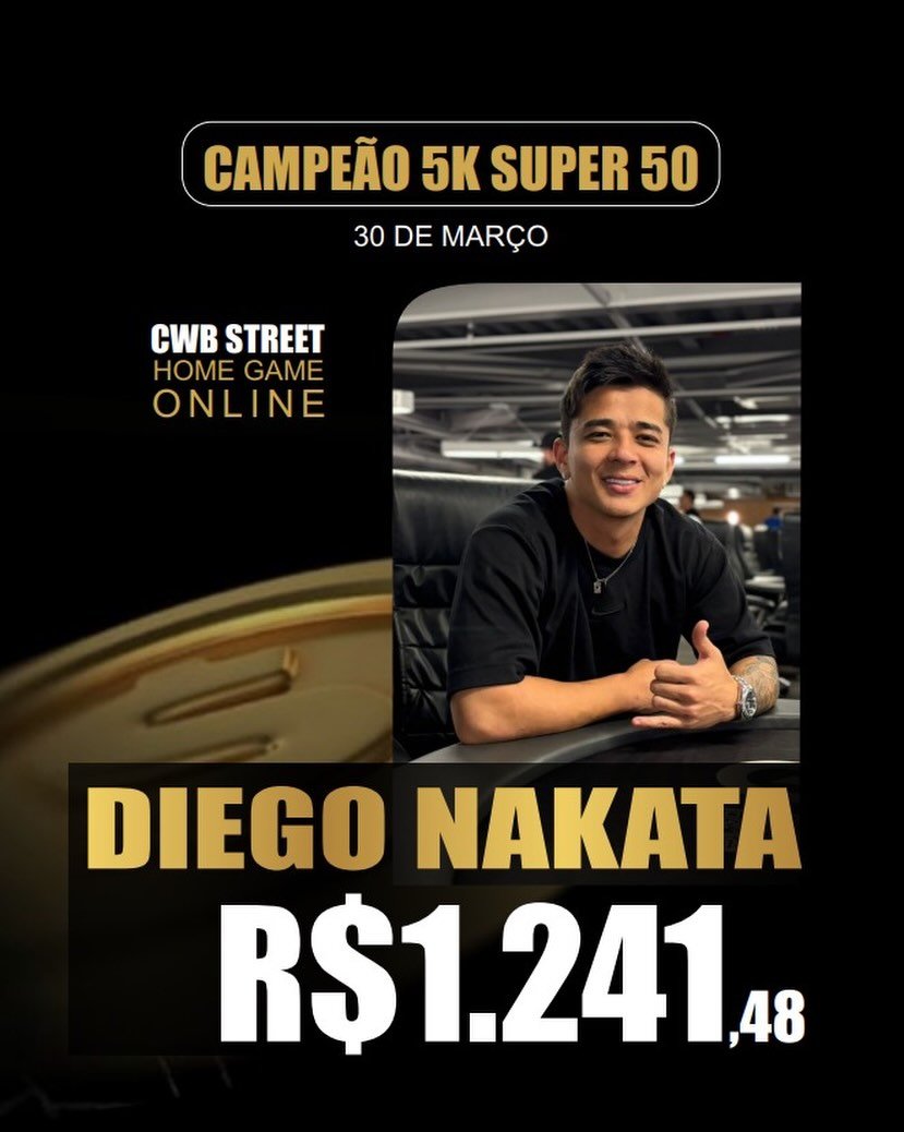 Ontem rolou 5K SUPER 50.👥 59 players participaram.🏆 O grande campeão foi @diiego_nk . Uma máqu